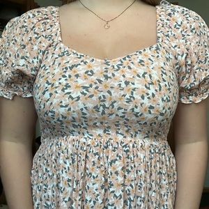 Pink Floral Puff Sleeve Blouse